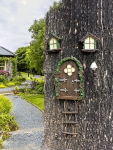1pc Outdoor Resin Window/Door Statue - Fairy Tale Design, Moss Cottage, Green Plants And Tree Face, Wall-Mounted Garden Decor, Suitable For Thanksgiving, Christmas, New Year Atmosphere, Outdoor Yard Lawn Decoration - Multicolor - View 14
