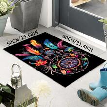 Covor vibrant inspirat de Dreamcatcher - Design colorat cu pene și flori, potrivit pentru decorul camerei de zi sau al dormitorului, covor decorativ estetic pentru casă cu model complex, covor pentru camera de zi