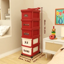 Storage Trolley With Wheels, 3/5 Tiers Available - Multifunctional Mobile Storage Rack, Suitable For Bedroom, Kitchen, Bathroom, Office - Red, Durable Structure, Easy To Assemble, Narrow Storage Cart - 紅色 - 查看 7