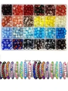 360pcs/480pcs Two-Color Gradient Crystal Imitation Jade Glass Round Beads Beaded Bracelet Making Kit For DIY Bracelets, Necklaces, Earrings, Crafts Beading Kits, Suitable For Beginners (Random Colors)