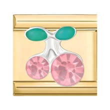 1pc Gold Diamond & Pearl Modular Bracelet Charm Set, Includes Cherry/Heart/Butterfly/Star Elements, Sweet Style DIY Jewelry Supplies