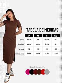 Vestido Midi Feminino Estilosa Casual Algodão Premium Confortável - Vermelho - Visão 6