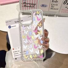 Butterflies fill the screen Pattern, suitable for smartphone cases, compatible with Apple 17Pro, 17Promax, 12ProMax, 13ProMax, Apple 16, Apple 15ProMax, Apple 11Pro, Apple 14Plus, and Apple 16E. - transparente - Ver 1