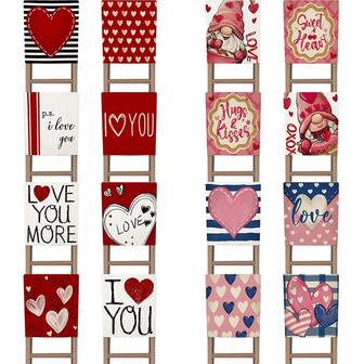 4pcs, Valentine's Day Chair Covers, Hearts Letter Stripes Plaid Porch Outdoor Home Decor, Farmhouse Wedding Home Decoration