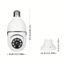 这款创新型灯泡摄像头采用ABS材质，具备360°全景监控、超清晰全彩夜视、探测报警推送通知、移动侦测和双向语音通话功能。您可以通过手机上的2.4GHz 1080P网络远程监控室内/室外情况。它是一款适合在家中监控老人、婴儿和宠物的安全摄像头，也是圣诞节、周年纪念日或家庭聚会的理想礼物。 - 白色 - 查看 3