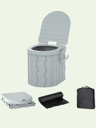 Portable Toilet Solidifier & Emergency Toilet Kit - Foldable, Reusable, Includes Waste Solidifier Gel, High-Quality Outdoor Trash Bags, Suitable For Camping/Hiking, Car Emergency, RV Travel, And Disaster Preparedness