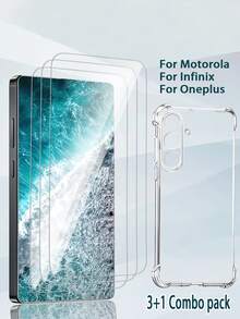 [3 High-Definition Silkscreen Cases + 1 Transparent Drop-Proof Case] ​​This Combo Case Is Compatible With Motorola, Transsion, And OnePlus Phones, Including G Play (2025), G82, Infinix NOTE 40X 5G, Hot 50 4G, OnePlus Nord N100, And 13R 5G. - Clear - View 2