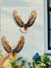 16-Inch Large Soaring Metal Eagle Wall Decor, European & American Style, Suitable For Yard, Garden, Living Room, Bedroom, Outdoor Fence Decoration - Holiday Party Decor, Perfect Gift For Family And Friends - Mocha Brown - View 8