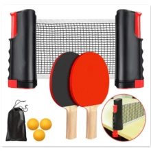 Set portátil de ping pong de 1 o 2 piezas: montaje rápido, palas, pelotas y red extensible, conveniente para entretenimiento interior/exterior, color aleatorio de la pelota de ping pong - Negro - Ver 8