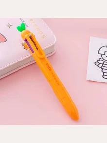 Caneta Gel Retrátil com Formato de Cenoura 6 em 1, Tinta Preta de Secagem Rápida 0,5mm, Corpo de Plástico Leve, Escrita Suave para Escritório, Diário e Presente para Amantes de Gatos, Papelaria Novidade, Design Criativo, Material Durável, Ideal para Trabalhadores de Escritório - Multicolorido - Visão 5