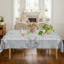1pc/36pcs Pastel Blue Plaid Easter Happy Tablecloth, Easter Bunny Egg And Farmhouse Design, Spring And Summer Tabletop Decor, Easter Gift, Ideal For Indoor Outdoor/Easter Party And Home Decoration, Easter Decor, Farmhouse Decor - Multicolor - View 7
