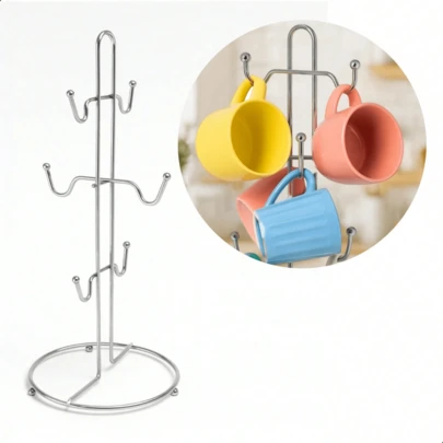 1pc/Countertop Mug Holder - Vertical Storage Rack For Coffee Cups And Water Glasses, A Space-Saving Display And Storage Solution For Kitchen Countertops, Dining Rooms, And Cafes. Suitable For Homes, Restaurants, And Coffee Shops.