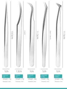 不锈钢睫毛嫁接镊子，睫毛嫁接工具，包括金色羽毛夹、海豚夹、孔雀夹和镊子 - 彩色 - 查看 4
