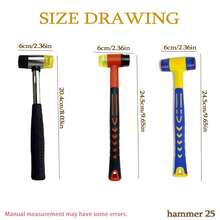 KLONKEE 1pc Professional Handheld Non-Slip Handle Rubber Hammer, Double-Sided Soft Hammer, (Hammer Head Size 25/30/Mm), Durable And Sturdy, Suitable For Jewelry Making, Leather Craft, Woodworking - Multicolor - View 2