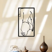 1 pieza Decoración de pared de arte de hierro, arte de línea abstracto y sexy para mujeres, adecuado para sala de estar, dormitorio, baño, pasillo, regalo de cumpleaños, regalo de fiesta - Multicolor - Ver 10