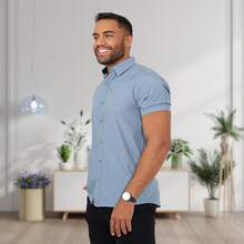 Men's Slim Fit Cotton Button-Down Dress Shirt - Grey - View 2