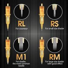 Ambition 20pcs Glory Tattoo Needles 0.35mm Round Tip Liner & Shader Disposable Tattoo Needles Compatible With Tattoo Machines - Gold - View 6