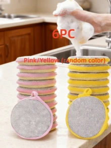 6/12 件装双面海绵厨房洗碗机海绵刷