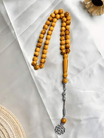 45 piezas de cuentas de oración de acrílico con apariencia de cera de abeja, pulsera