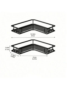 3pcs No Drill Stainless Steel Bathroom Storage Rack, Corner Shower Shelf, Wall Mounted Adhesive Shower Caddy, Soap Dispenser Holder, Shampoo Rack - Black - View 10