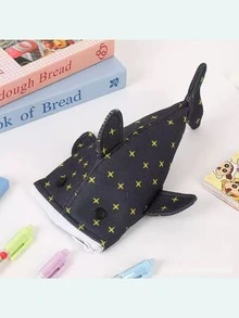 Estojo de Lápis Criativo de Tubarão, Estojo de Lápis com Formato de Panqueca Engraçado, Uso Multifuncional, Bolsa de Armazenamento Fofa e Multiuso, Estojo de Lápis, Itens de Volta às Aulas, Itens da Temporada Escolar, Artigos de Papelaria - Multicolorido - Visão 7