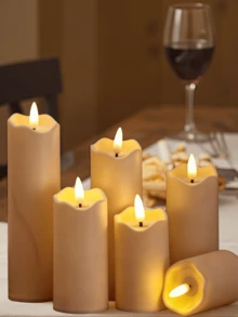 1/3pcs Valentine's Day LED Electronic Candles, High-End Realistic Ivory Flameless Candles, Portable Minimalist Decorative Candle Lights, Modern Home Indoor Electronic Candles Suitable For Candlelight Dinners, Weddings, Anniversaries, Birthdays, Home Parties, Romantic Dinners, Parties And Other Romantic Atmosphere Decorations, Creative Gifts For Men, Home Living, Personalized Gifts, Ramadan, Wall Decor, Bedroom Decor, Personalized, Garden Decor, Bathroom Accessories, Candle Warmers, Bedroom Design - Beige - View 3