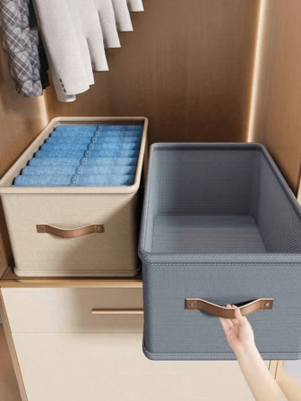 1 Stück beige Oxford-Stoff faltbare Schubladenbox-Stil Aufbewahrungsbox, ohne Unterteilungen, geeignet zum Organisieren von Kleidung, Jeans und Pullover. Dekorativ, Herbstdekoration, Feiertags-Dekoration, Zimmer-Dekoration, Heim-Dekoration, Herbstdekoration, Schlafzimmer-Dekoration