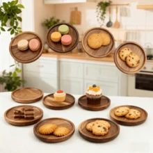 Nordic Minimalist Wooden Serving Tray, Made Of Solid Hardwood, Built-In Cup Holders/Dipping Sauce Compartments - No Assembly Required, Dishwasher - Suitable For Home, Restaurant, Wedding, Picnic Party, Patio, Catering - For Cheese, Appetizers, Steak, Desserts - Can Be Used As A Service Tray, Tiered Ramadan Decor Tray, Restaurant Serving Platter, Rustic Wooden Platter, Charcuterie Board, Kitchen Accessory - Brown - View 8