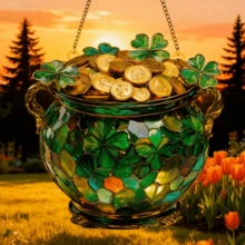1 buc, semn acrilic cu captator de soare în formă de ghiveci de aur cu trifoi, ornament suspendat pentru fereastră, decor irlandez, decor de Ziua Sfântului Patrick, sculpturi de perete, ideal pentru sufragerie, terasă, grădină, verandă, decor de birou, cadou creativ, cadouri pentru mama, prieteni, familie - Multicolor - Vizualizare 4