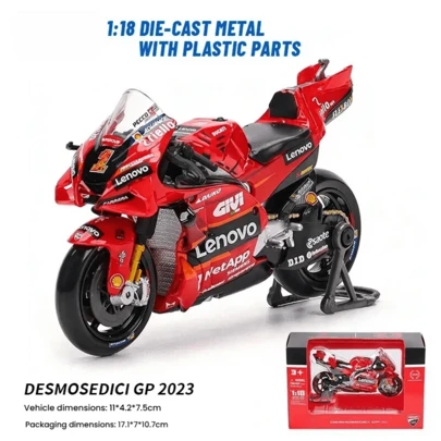 Burago 1:18 比例官方授权杜卡迪1号车队巴尼亚亚摩托车玩具模型，逼真合金摩托车模型，儿童礼物