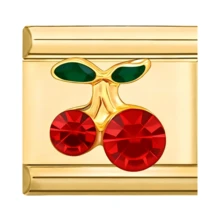 1pc Gold Diamond & Pearl Modular Bracelet Charm Set, Includes Cherry/Heart/Butterfly/Star Elements, Sweet Style DIY Jewelry Supplies