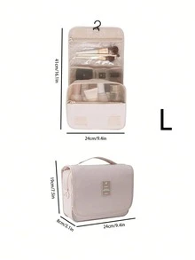 1 Peça Bolsa de Higiene Pessoal para Viagem, Organizador de Maquiagem Portátil, Bolsa Impermeável para Cosméticos, Nécessaire Portátil para Acessórios de Banheiro, Cosméticos, Suprimentos Diários e Itens de Estudo - Bege - Visão 10