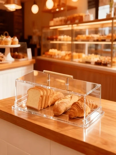 Scatola espositiva in acrilico per dolci, vassoio rettangolare trasparente in acrilico con coperchio, adatto per feste e banchetti, scatola per dolci senza contatto con gli alimenti