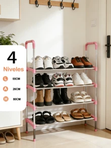 4/5/6/7 Layers Stainless Steel Multifunctional Shoe Storage Box In Black And Pink - Shoe Rack With Handles - Home Storage Solution, Space Saving, Adjustable Decorative Rack For Bedroom, Kitchen, Bathroom, Rental, Entryway, Porch, Closet And Hallway - Watermelon Pink - View 11