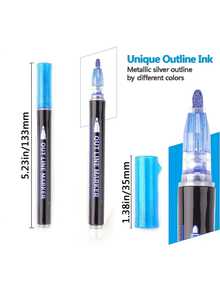 8/12/24/36/48 Colors Dual-Tip Permanent Marker Pens Set, Metallic Outline Markers, Suitable For Art, Painting, Graffiti, Card Making, Christmas Cards, DIY Crafts, Stationery, Back To School, New Year Gifts, Grandchildren Rewards - Multicolor - View 3