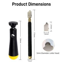 5件套金刚石玻璃切割器，适用于切割玻璃瓷砖，手动工具，可切割3mm-12mm玻璃、陶瓷瓷砖，DIY玻璃切割套装 - 彩色 - 查看 3