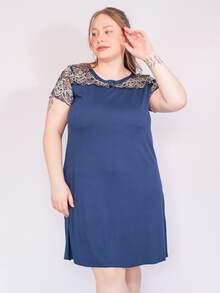 Eatifa Plus Size Nightgowns & Sleepshirts - 藏蓝色 - 查看 11