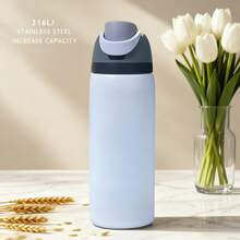 Owa Laa White Water Bottle,32oz/945ml,With A Straw,Keeps Drinks Hot Or Cold,Can Hold Iced Drinks And Water,Has A Beautiful Appearance,Suitable For Leisure,Work,Sports,Indoors And Outdoors,Suitable For Students And Office Workers,As A Gift,Valentine's Day - 白色 - 查看 1