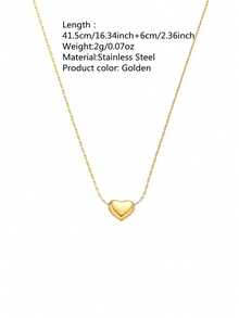 VceTd 1 set de bijuterii elegante din oțel inoxidabil cu formă de inimă lucioasă, potrivite pentru purtarea zilnică a femeilor sau pentru cadouri de sărbători - Aur Galben - Vizualizare 10