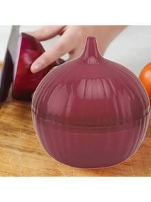 1pc Plastic Vegetable/Fruit Preservation Box, PP Material Onion/Garlic/Lemon Airtight Storage Container Set - Purple - View 2