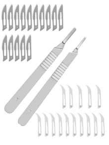 6/11/12/22Pcs Value Pack Carbon Steel Utility Blades - With No. 3-4 Handle & No.11-23 Industrial Carving Blade, Non-Medical - For Artwork Engraving, Industrial Engraving, Cell Phone Repair, Film Blades, DIY Craft Tools, Scraping, Secondary Trimming - For Professionals & DIY Enthusiasts - Multicolor - View 21