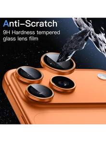 Yezodawee Set de 5 protectores de película metálica naranja para lente de cámara, ajuste perfecto, cubierta circular para lente de cámara trasera, compatible con 17 Pro Max/17 Air/16 Pro Max/16 Pro/16 Plus/16/16E/15/14/13 Mini/12/11 - Naranja - Ver 4