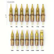 Ambition 20pcs Glory Tattoo Needles 0.35mm Round Tip Liner & Shader Disposable Tattoo Needles Compatible With Tattoo Machines - Gold - View 9