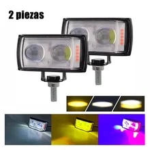 2 Pieces LED Auxiliary Lights With Magnifying Lens And Strobe Function, 6 Modes, Suitable For Motorcycles And Cars. - Black - View 2