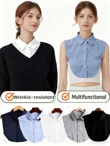 1 件可拆卸衬衫领，1 件时尚可拆卸女领，防滑设计，多功能装饰，适合所有季节，半衬衫假领，可用于连衣裙和圣诞装饰
