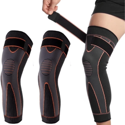 2pcs Knee Sleeve Set, Unisex, With Adjustable Straps And Elastic Knee Compression Sleeve, Provides Leg Support, Sports Knee Pads, Warm Long Strap Design