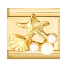 1pc Gold Diamond & Pearl Modular Bracelet Charm Set, Includes Cherry/Heart/Butterfly/Star Elements, Sweet Style DIY Jewelry Supplies