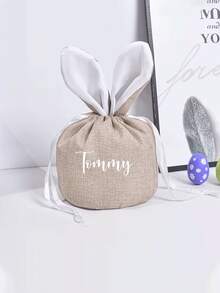 Personalized Easter Bunny Basket, Rope Easter Egg Hunting Bag, Personalized Easter Bunny Pouch, Easter Gifts, Egg Hunting Activity, Holiday Gifts, Easter Gifts, Gifts For Her - Item 5 - View 4
