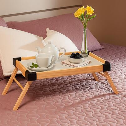 Bandeja Grande Café da Manha na Cama Mesa Mesinha Piquenique Madeira Pezinho Sofá Petisqueira Petisco