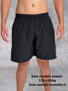 Bermuda Tactel Elastic Sports Shorts With 3 Pockets For Running And Gym Beach - 黑色 - 查看 5